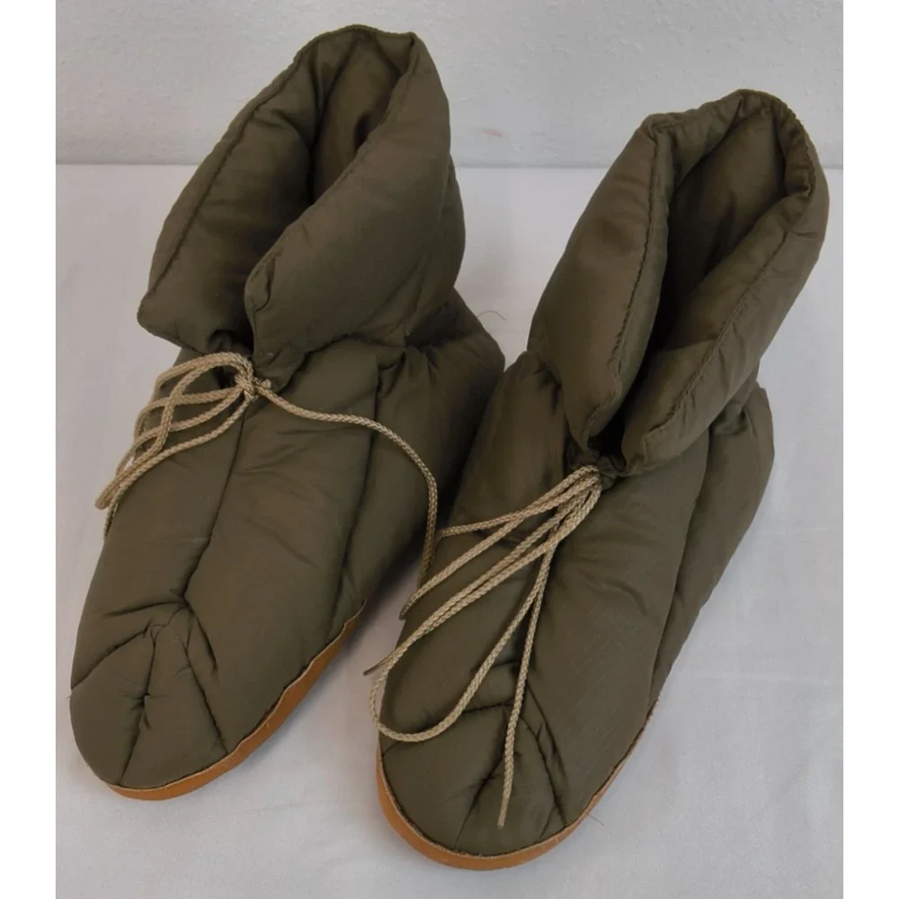 Eddie Bauer Goose Down Puffy Camp Slippers Men's XL Green Indoor/Outdoor #W5444